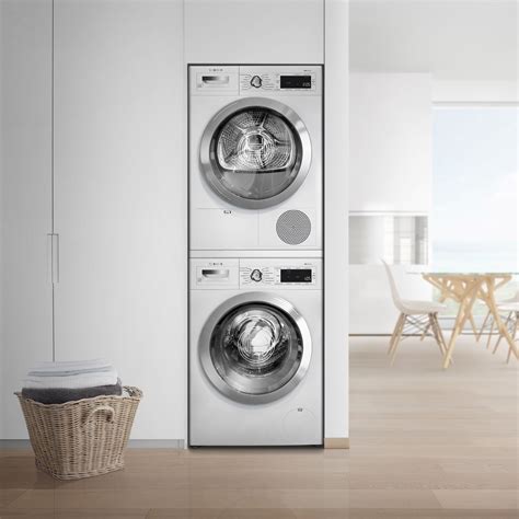 Bosch BOWADREW867 Stacked Washer & Dryer Set with Front Load Washer and Electric Dryer in White