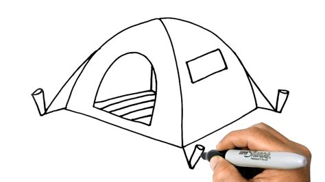 How to DRAW A TENT Easy Step by Step - YouTube