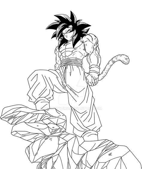 Crimson Brave Figure - SSJ4 Goku (Lineart) by AnthonyJMo on DeviantArt