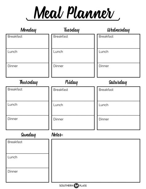 Free Printable Menu Planner Sheet ~ http://www.southernplate.com | Wöchentliche mahlzeit planer ...