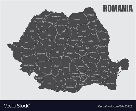 Romania counties map Royalty Free Vector Image