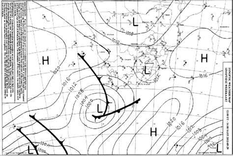 Surface synoptic weather map showing a cold front approaching South... | Download Scientific Diagram