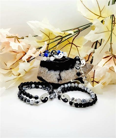 Yin Yang Beaded Bracelet Jewelry Set for Single Couple, Unisex ...