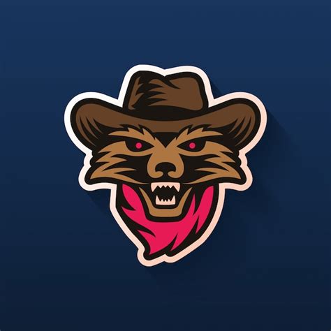 Premium Vector | Raccoon cowboy hat logo