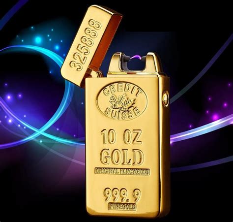 2020 Classic Gold Bars Electric Pulse Arc Lighter USB Charging Cigarette Lighter Men USB Lighter ...