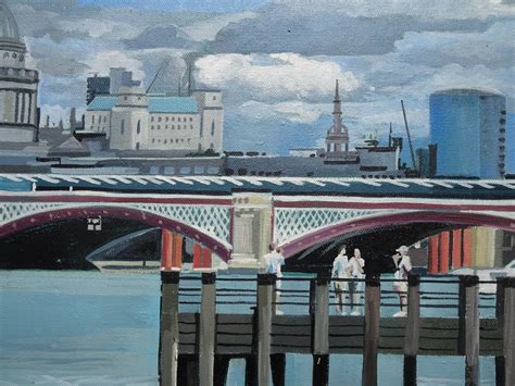 Summer On The Southbank London Acrylic painting by Joseph Lynch | Artfinder