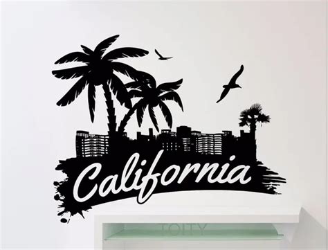 Aliexpress.com : Buy California Word Logo Wall Sticker Palms Birds Beach Vinyl Decal Home Room ...