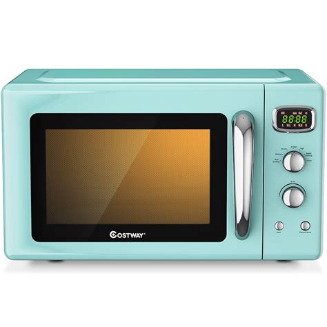 Costway 0.9Cu.ft. Retro Countertop Compact Microwave Oven 900W 8 Cooking Settings ...