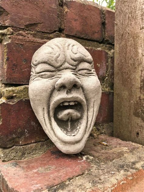 Decorative Stone Funny Scream Face Sculpture Garden Ornament | in Hackney, London | Gumtree