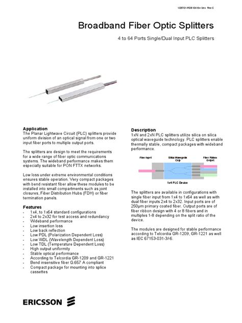 Broadband Fiber Optic Splitters | PDF | Optical Fiber | Programmable ...