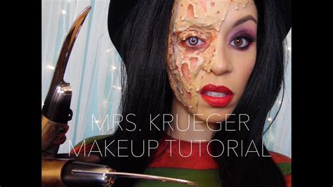 Mrs. Krueger Halloween makeup tutorial - YouTube