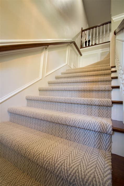 Traditional stairs with herringbone carpet by Studio B Designs | Carpet ...