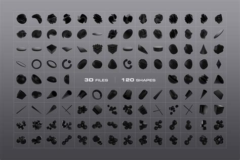 3D Black Shapes 120 Files on Behance