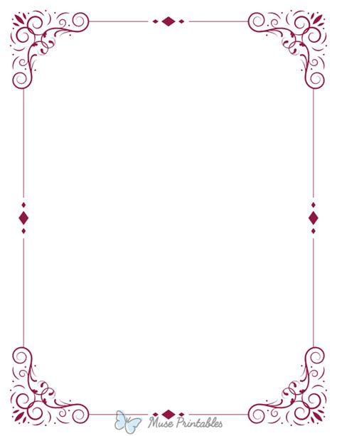 Printable Burgundy Vintage Ornate Page Border