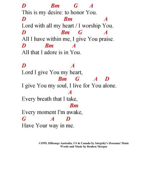 LORD I GIVE YOU MY HEART by Hillsong - lyrics and chords | Hillsong lyrics, Lyrics and chords ...