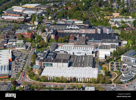 Aerial view of the world market leader in the production of cigarette machines Hauni Werke ...