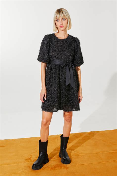 Black Feather Dress - CB CLOTHES BLACK FEATHER DRESS