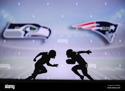 Seattle Seahawks vs. New England Patriots. NFL match poster. Two ...