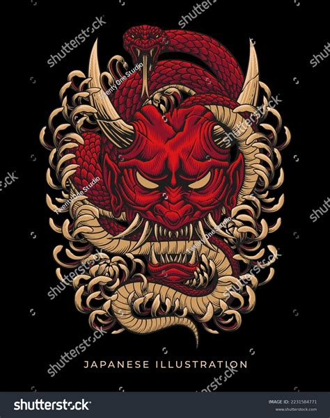 Oni Mask Illustration Design Dark Art Stock Vector (Royalty Free ...