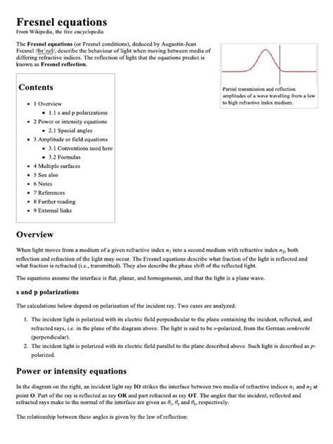 Fresnel Equations | PDF