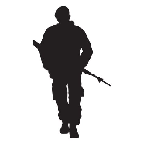 Frontal Walking Soldier With Weapon Silhouette PNG & SVG Design For T ...