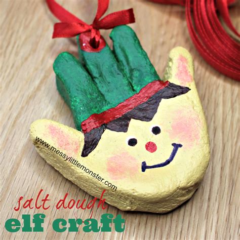 Salt dough handprint ornaments - The cutest elf craft ever! - Messy ...