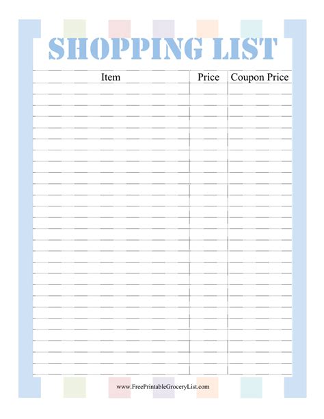 Shopping List Template - Varicolored Download Printable PDF ...