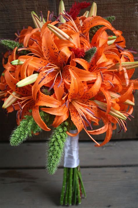 Lilly Bouquet Wedding, Tiger Lily Wedding, Bride Bouquets, Flowers ...