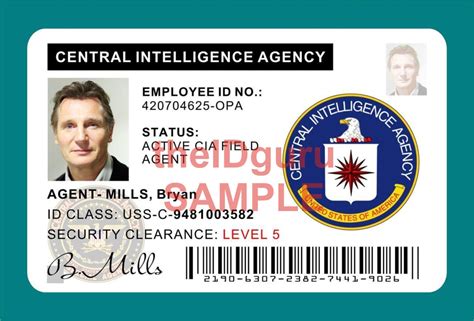 Prises film Agent Bryan Mills CIA carte ID Prop carte | Etsy