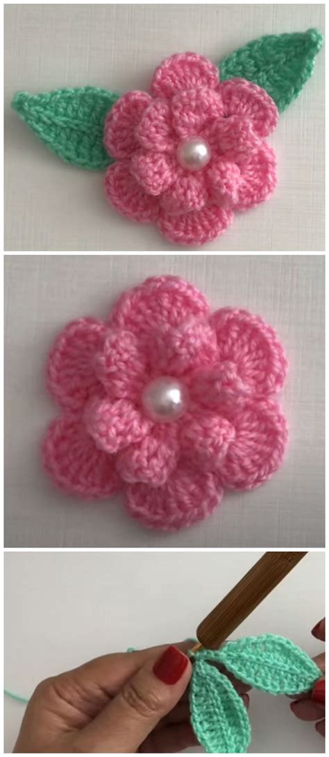 Crochet Lovely Flower Applique - We Love Crochet