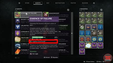 Destiny 2 Captive Cord Location - Essence of Failure Arc Logic Quest