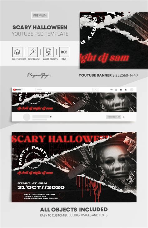 Black Dark Scary Halloween Youtube Premium Social Media Template PSD | by Elegantflyer