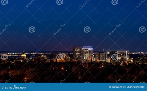 Night View of Boise Idaho with Blue Sky Stock Photo - Image of night ...