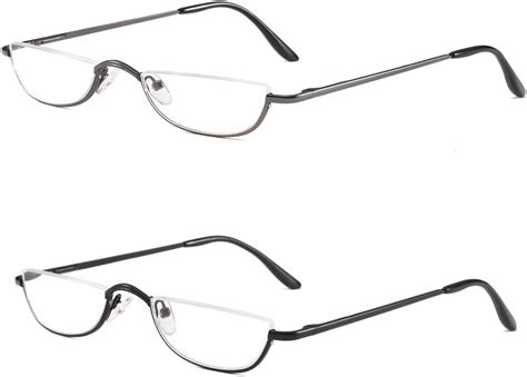 Half Frame Reading Glasses, Half Metal Moon Readers for Women Men 2 Pairs 3.00 : Buy Online at ...