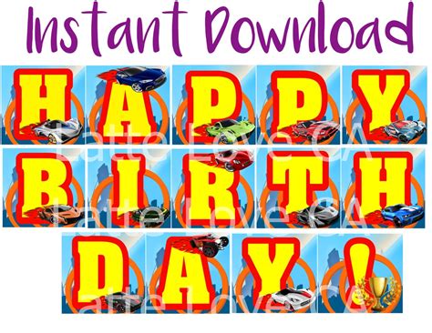 Hot Wheels Birthday Banner Kids Happy Birthday Sign | Etsy