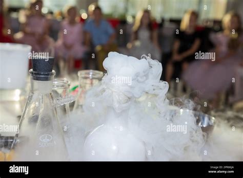 Chemical Experiments with liquid nitrogen.Experiments with dry ice for children. Birthday party ...