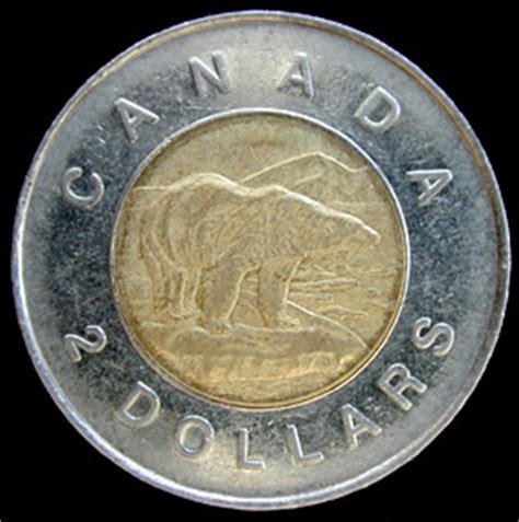 Canadian two dollars (toonie) Actual Size Image