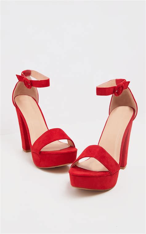 Red Platform Heel Sandal | PrettyLittleThing USA