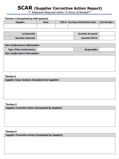 Corrective Action Report Template Database