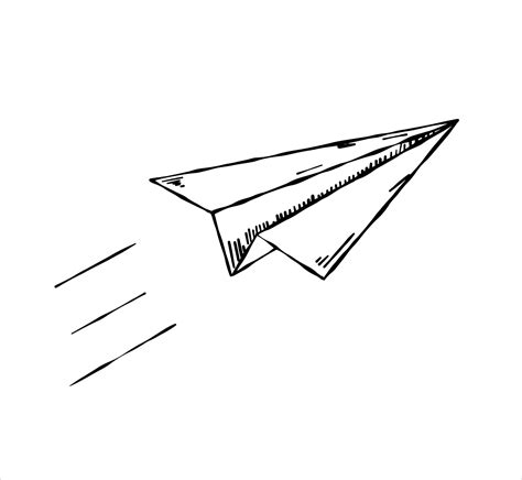 Paper airplane. Sketch Flying plane. Doodle outline illustration 16717135 Vector Art at Vecteezy