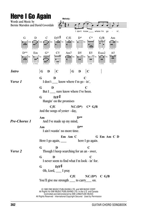 Here I Go Again by Whitesnake - Guitar Chords/Lyrics - Guitar Instructor