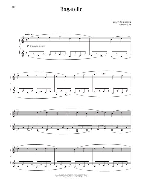 Bagatelle by Robert Schumann Sheet Music for Piano Solo at Sheet Music ...