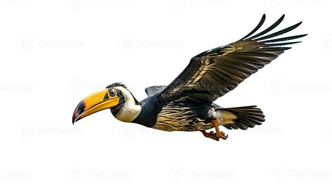 A Great hornbill Flying on a white background. Generative Ai 28294305 ...