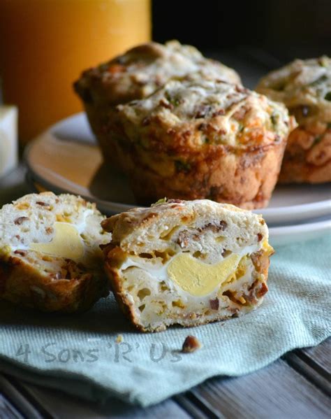 Bacon Cheddar Hard-Boiled Egg Breakfast Muffins - 4 Sons 'R' Us