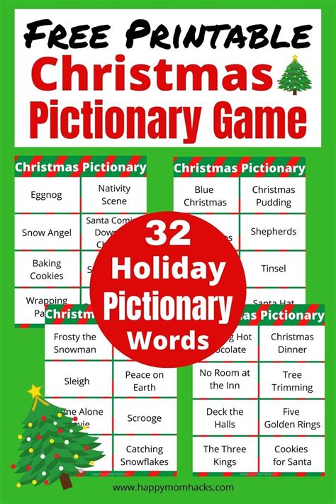 Christmas Pictionary Words Printable