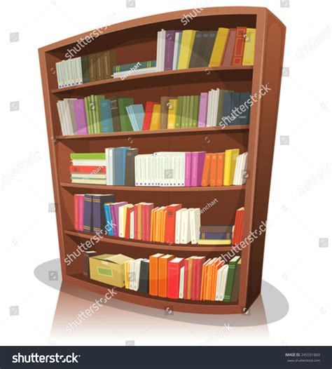 Cartoon Library Bookshelf Illustration Cartoon Home Stock Vector ...