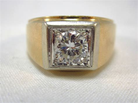 ESTATE 14K TWO-TONE GOLD MEN'S DIAMOND SOLITAIRE RING 1.02… | Flickr