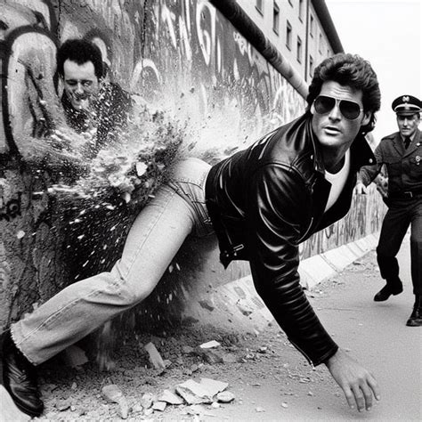 David Hasselhoff single handedly tearing down the Berlin wall (as depicted by german history ...