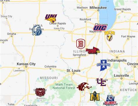 Missouri Valley Conference Map | Teams | Logos