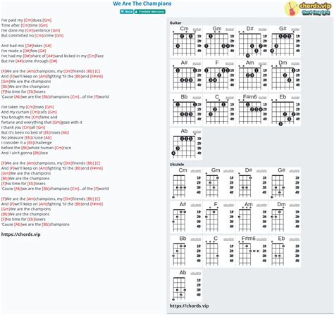 Chord: We Are The Champions - tab, song lyric, sheet, guitar, ukulele ...